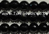 COB452 15.5 inches 8mm faceted round black obsidian beads