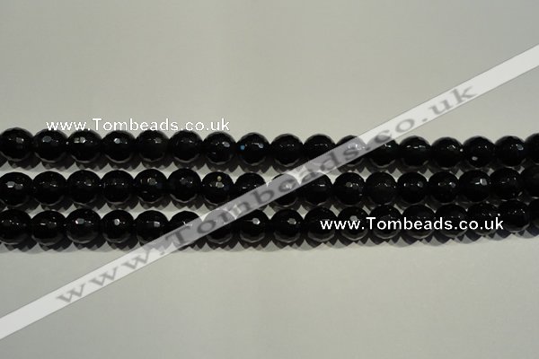 COB452 15.5 inches 8mm faceted round black obsidian beads