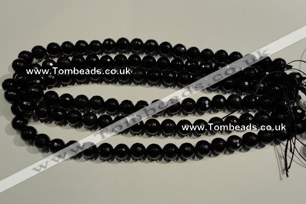 COB453 15.5 inches 10mm faceted round black obsidian beads