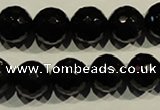 COB454 15.5 inches 12mm faceted round black obsidian beads