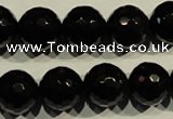 COB455 15.5 inches 14mm faceted round black obsidian beads