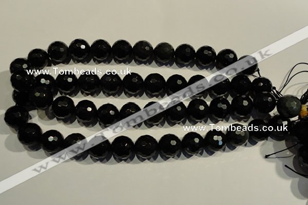 COB456 15.5 inches 16mm faceted round black obsidian beads
