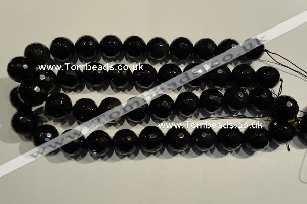 COB457 15.5 inches 18mm faceted round black obsidian beads