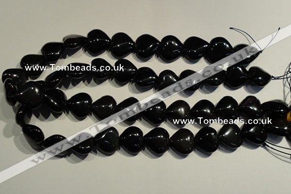 COB469 15.5 inches 14*14mm heart black obsidian beads wholesale
