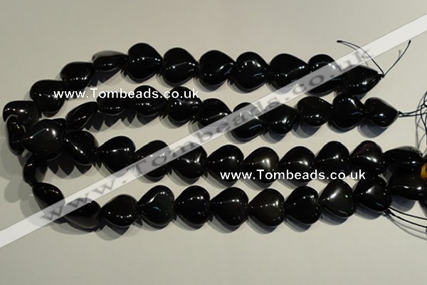 COB470 15.5 inches 16*16mm heart black obsidian beads wholesale