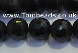 COB473 15.5 inches 6mm faceted round matte black obsidian beads