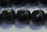 COB476 15.5 inches 12mm faceted round matte black obsidian beads