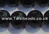 COB477 15.5 inches 14mm faceted round matte black obsidian beads