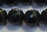 COB478 15.5 inches 16mm faceted round matte black obsidian beads