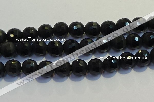 COB480 15.5 inches 20mm faceted round matte black obsidian beads