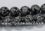 COB53 15.5 inches 12mm round Chinese snowflake obsidian beads