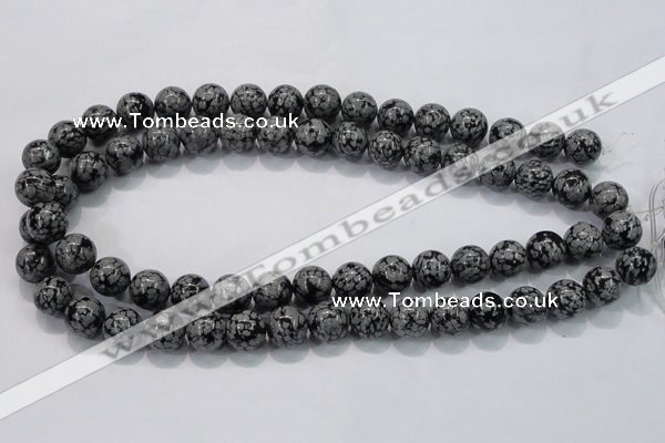 COB53 15.5 inches 12mm round Chinese snowflake obsidian beads