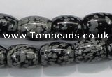 COB54 15.5 inches 12*16mm drum Chinese snowflake obsidian beads