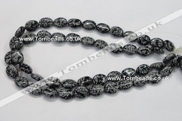 COB55 15.5 inches 12*16mm oval Chinese snowflake obsidian beads