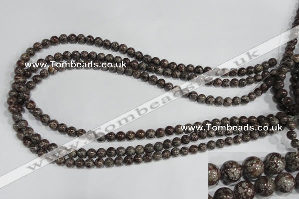 COB551 15.5 inches 6mm round red snowflake obsidian beads wholesale