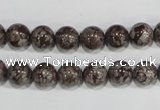 COB552 15.5 inches 8mm round red snowflake obsidian beads wholesale