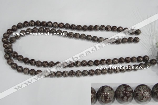 COB552 15.5 inches 8mm round red snowflake obsidian beads wholesale