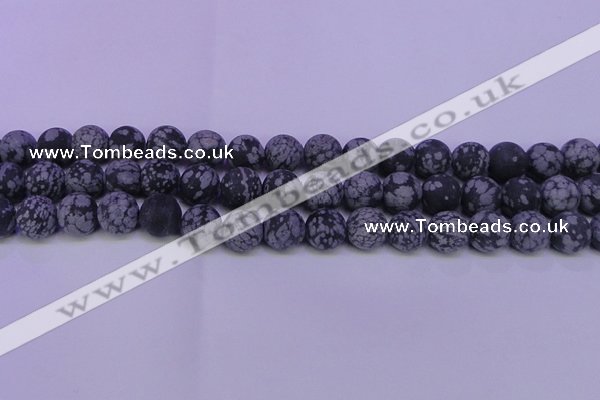 COB563 15.5 inches 10mm round matte snowflake obsidian beads