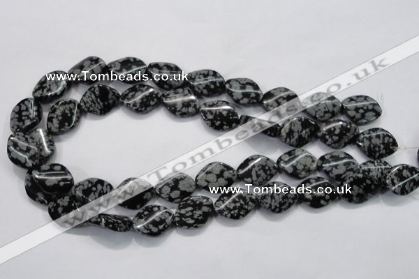 COB57 15.5 inches 15*20mm twisted oval Chinese snowflake obsidian beads