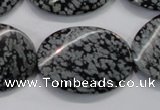 COB58 15.5 inches 25*35mm twisted oval Chinese snowflake obsidian beads