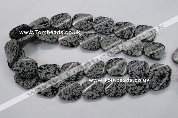 COB59 22*26mm twisted rectangle Chinese snowflake obsidian beads