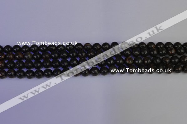 COB651 15.5 inches 6mm round gold black obsidian beads wholesale