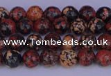 COB660 15.5 inches 4mm round red snowflake obsidian beads