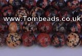 COB661 15.5 inches 6mm round red snowflake obsidian beads