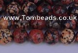 COB662 15.5 inches 8mm round red snowflake obsidian beads