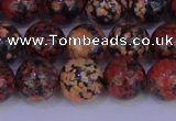 COB664 15.5 inches 12mm round red snowflake obsidian beads