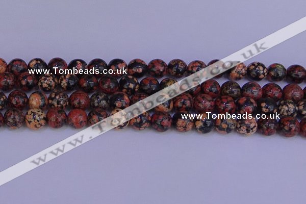 COB665 15.5 inches 14mm round red snowflake obsidian beads