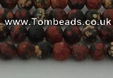 COB671 15.5 inches 6mm round matte red snowflake obsidian beads