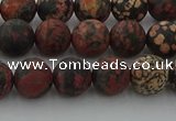 COB672 15.5 inches 8mm round matte red snowflake obsidian beads