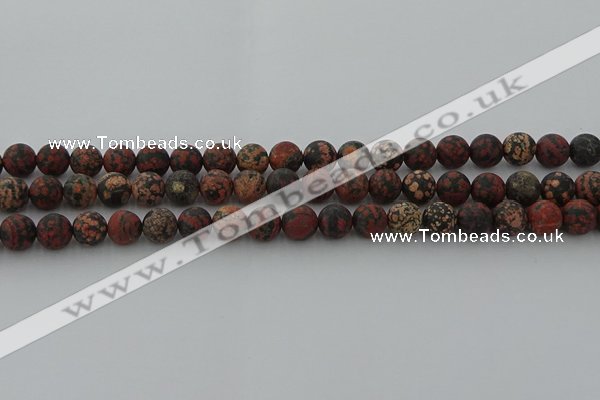 COB672 15.5 inches 8mm round matte red snowflake obsidian beads