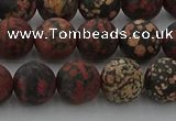 COB673 15.5 inches 10mm round matte red snowflake obsidian beads