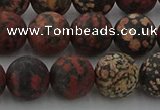 COB674 15.5 inches 12mm round matte red snowflake obsidian beads