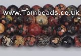 COB676 15.5 inches 4mm faceted round red snowflake obsidian beads