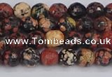 COB677 15.5 inches 6mm faceted round red snowflake obsidian beads