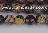 COB678 15.5 inches 8mm faceted round red snowflake obsidian beads