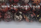 COB680 15.5 inches 12mm faceted round red snowflake obsidian beads