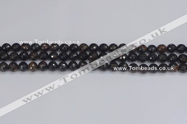 COB685 15.5 inches 6mm faceted round golden black obsidian beads