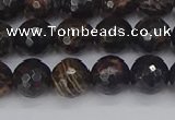 COB686 15.5 inches 8mm faceted round golden black obsidian beads