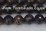 COB686 15.5 inches 8mm faceted round golden black obsidian beads