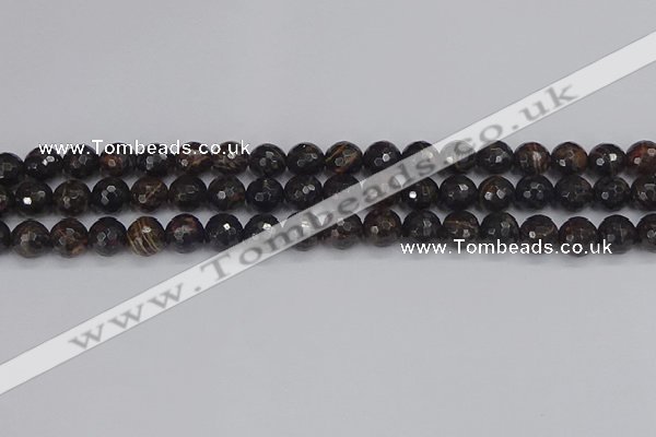 COB686 15.5 inches 8mm faceted round golden black obsidian beads