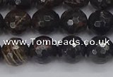 COB687 15.5 inches 10mm faceted round golden black obsidian beads