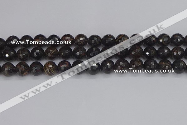 COB688 15.5 inches 12mm faceted round golden black obsidian beads