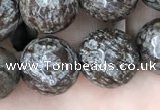 COB694 15.5 inches 12mm faceted round Chinese snowflake obsidian beads