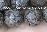 COB695 15.5 inches 14mm faceted round Chinese snowflake obsidian beads