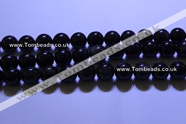 COB715 15.5 inches 14mm round ice black obsidian beads wholesale