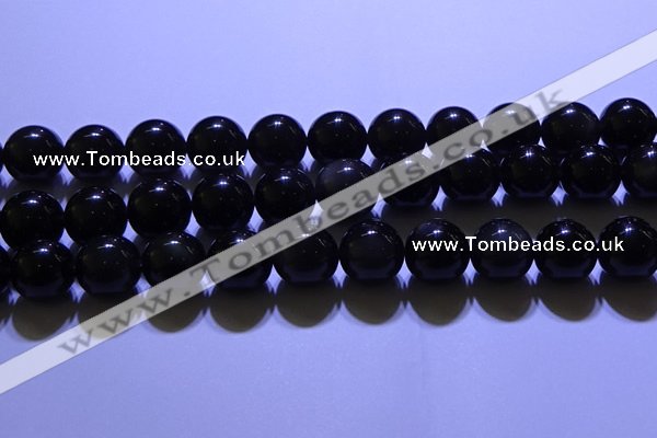 COB715 15.5 inches 14mm round ice black obsidian beads wholesale